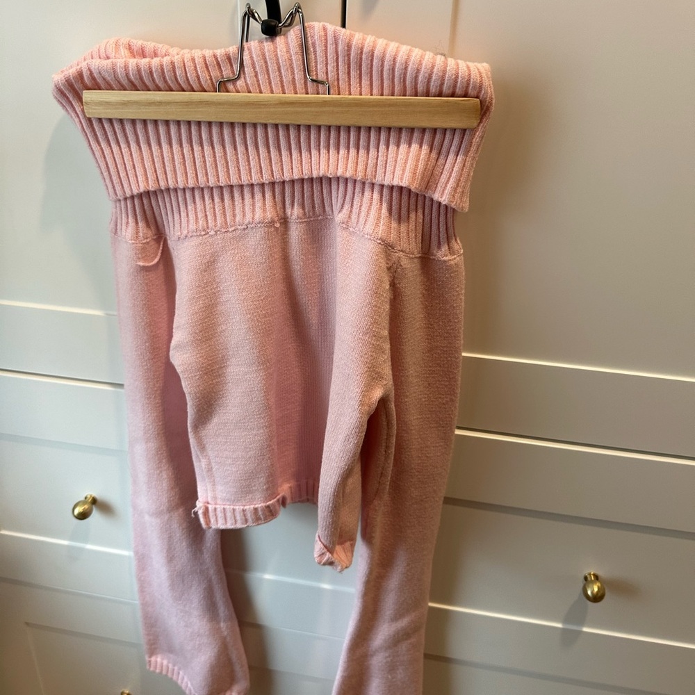 Off the shoulder pink sweater